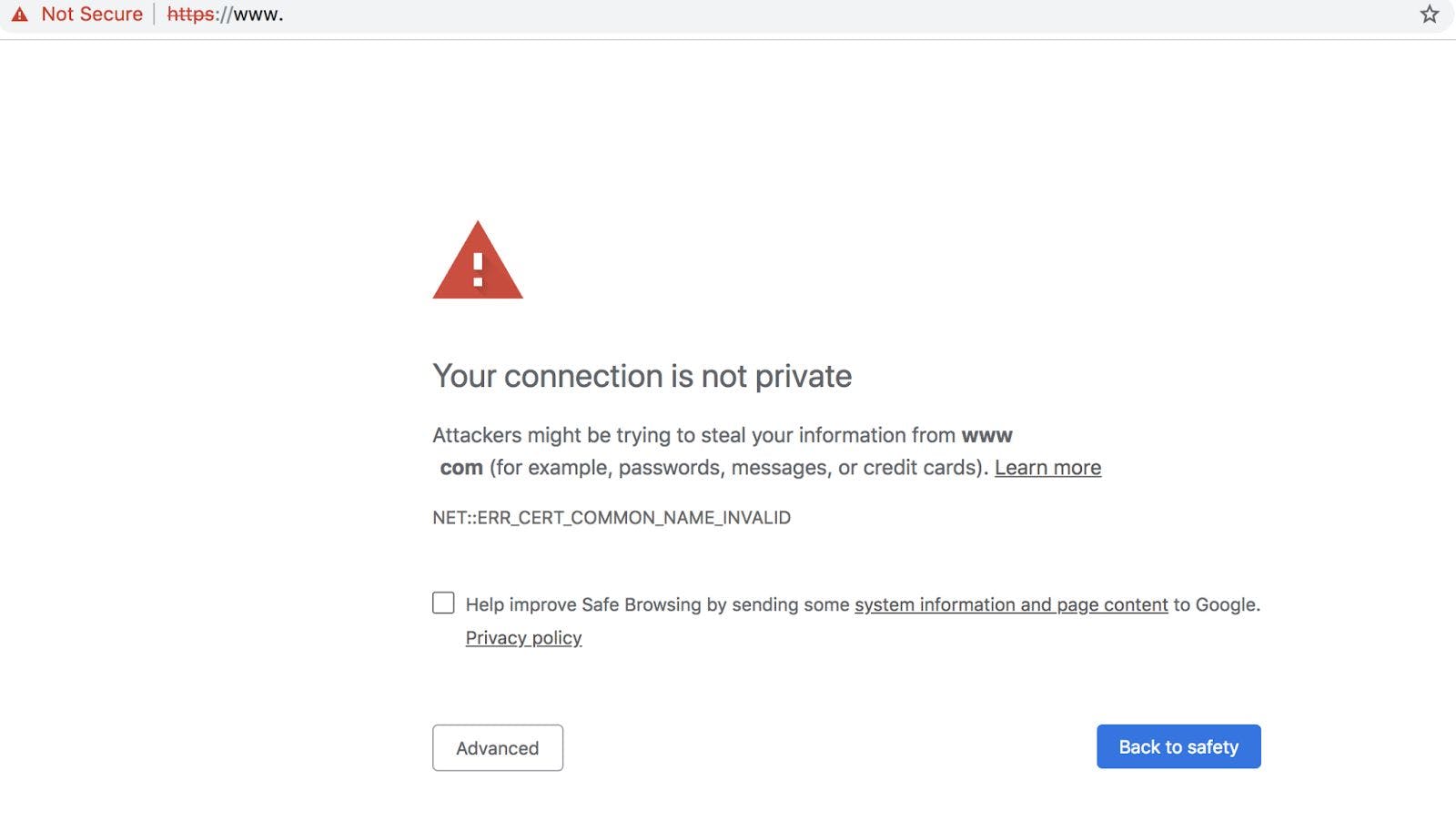 http connection is not private